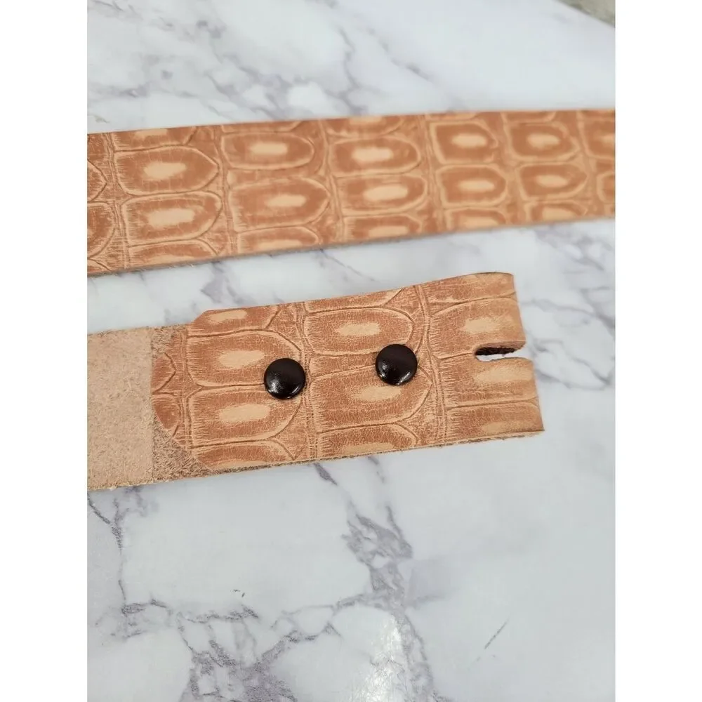 Tan Croc-Embossed Leather Belt Uncut Unfinished Blank